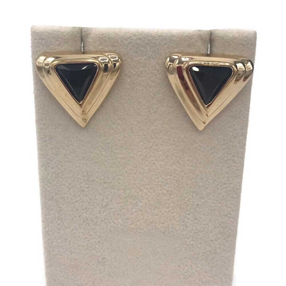 SAL Swarovski Vintage Black Triangle Rhinestone Pierced Earrings